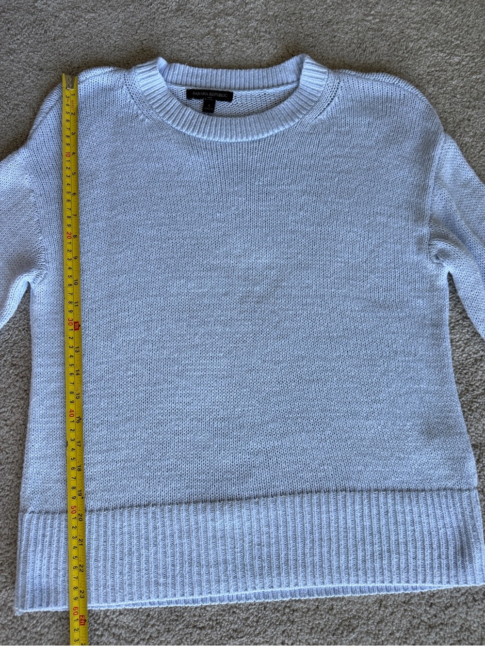 Banana Republic Baby Blue Cotton Blend Crewneck Sweater Size S - Picture 7 of 8